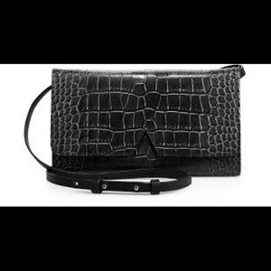 Vince crocodile-embossed leather crossbody bag